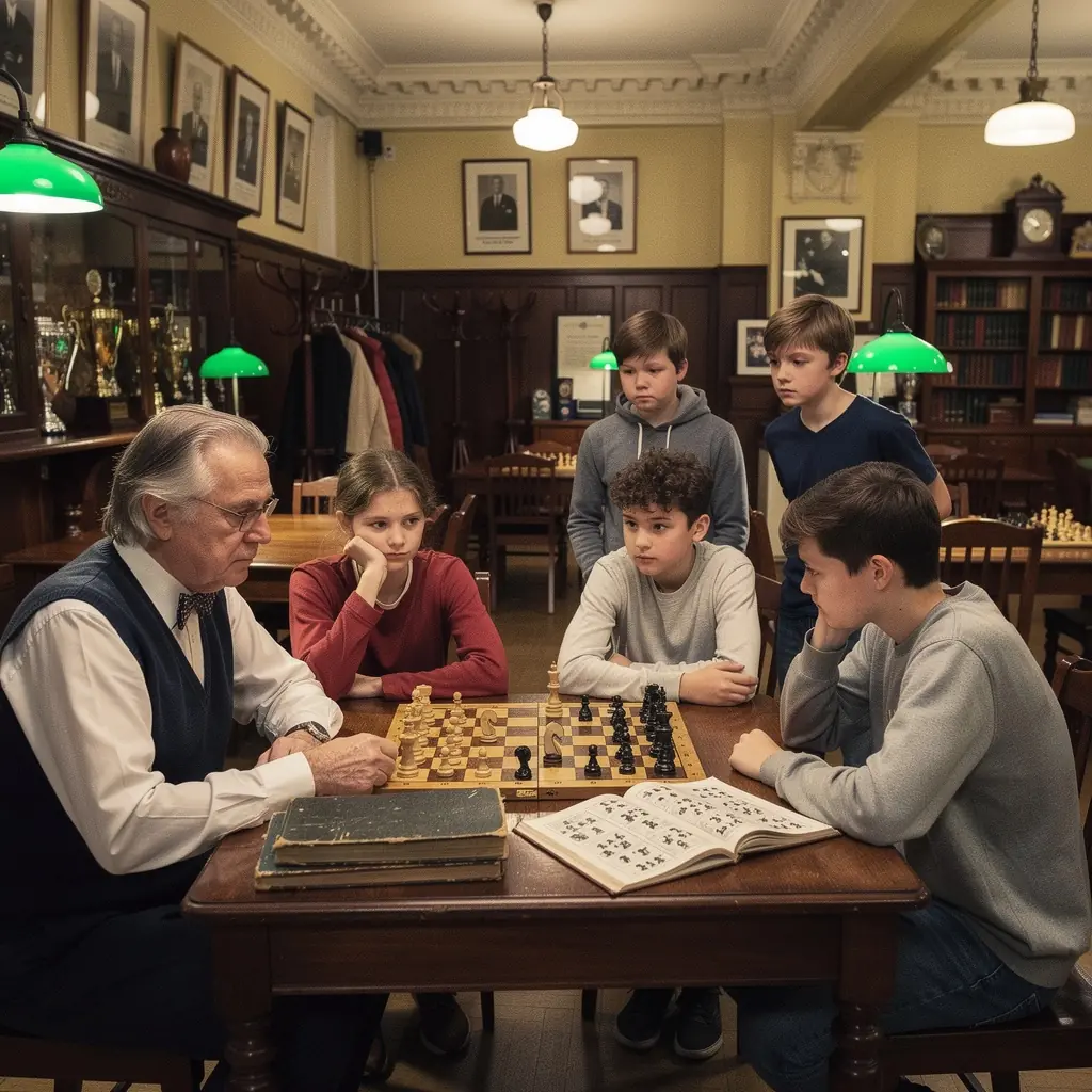 Ein Spieler konzentriert sich auf das Schachbrett und analysiert seine nächsten Züge.